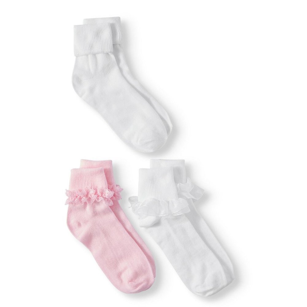 Wonder Nation Girls' 3-Pack Lace & Tutu Dress Socks SIZE 4-10